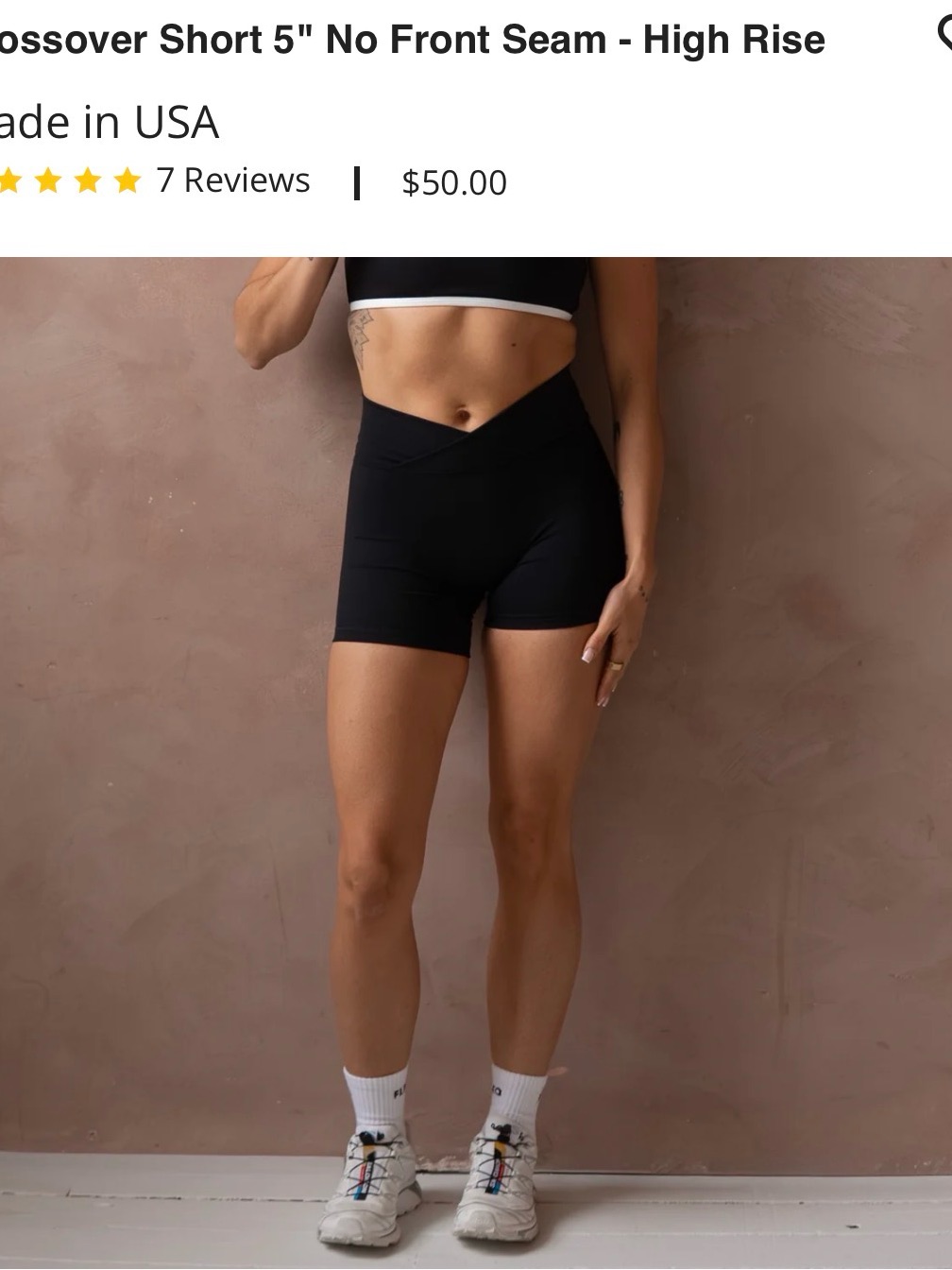 Fleo High-Rise Crossover 5" No-Front-Seam Women’s Shorts - Black